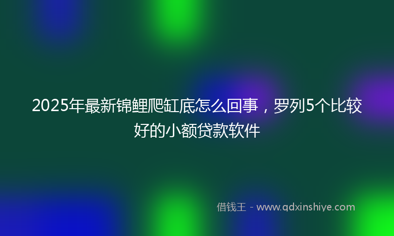 2025年最新锦鲤爬缸底怎么回事，罗列5个比较好的小额贷款软件