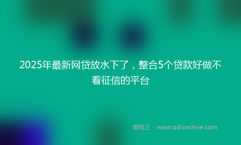 2025年最新网贷放水下了，整合5个贷款好做不看征信的平台