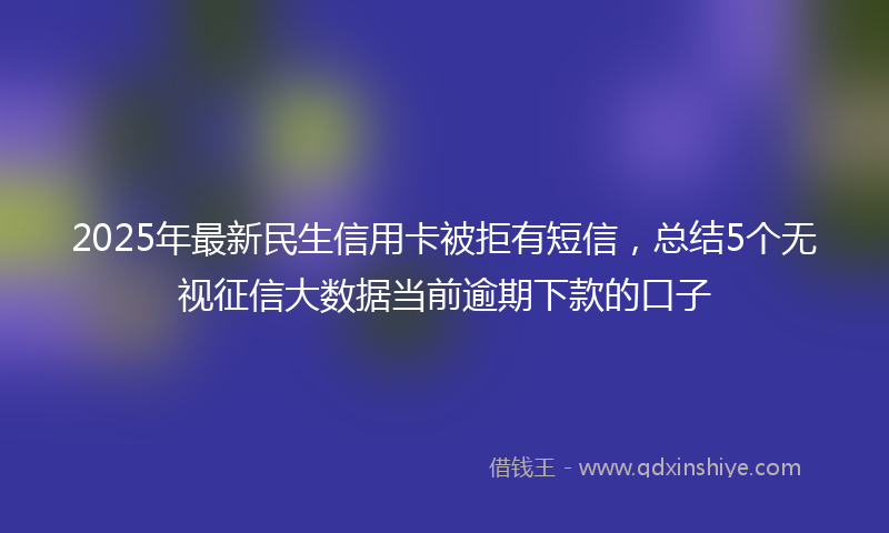 2025年最新民生信用卡被拒有短信，总结5个无视征信大数据当前逾期下款的口子