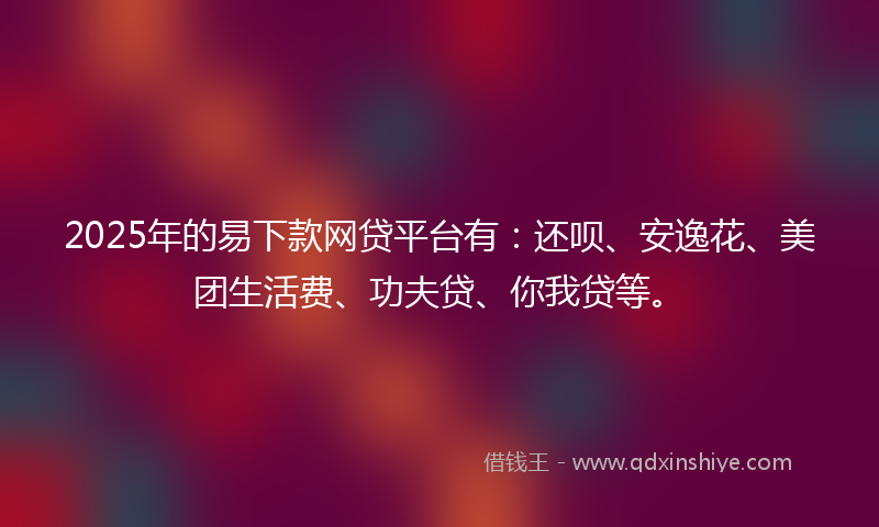 2025年的易下款网贷平台有：还呗、安逸花、美团生活费、功夫贷、你我贷等。