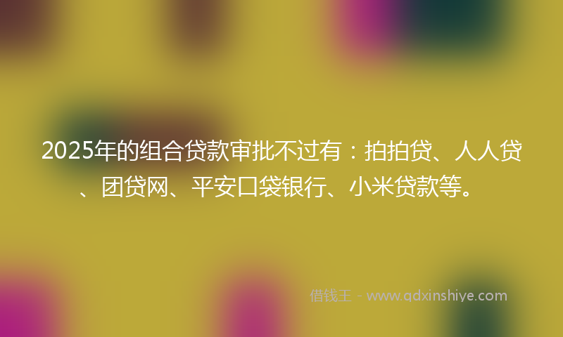 2025年的组合贷款审批不过有：拍拍贷、人人贷、团贷网、平安口袋银行、小米贷款等。