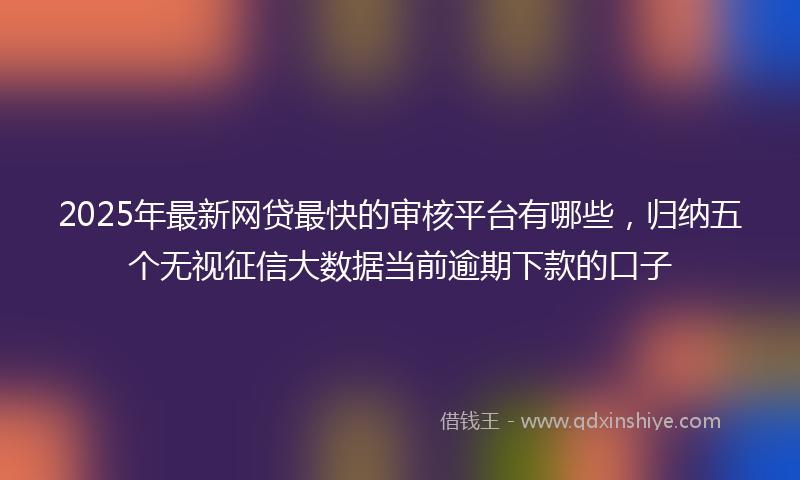 2025年最新网贷最快的审核平台有哪些，归纳五个无视征信大数据当前逾期下款的口子