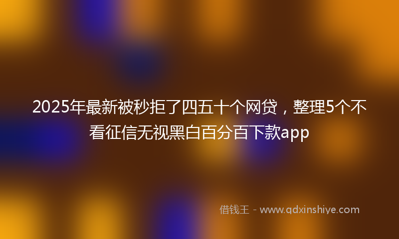 2025年最新被秒拒了四五十个网贷，整理5个不看征信无视黑白百分百下款app