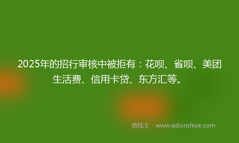 2025年的招行审核中被拒有：花呗、省呗、美团生活费、信用卡贷、东方汇等。