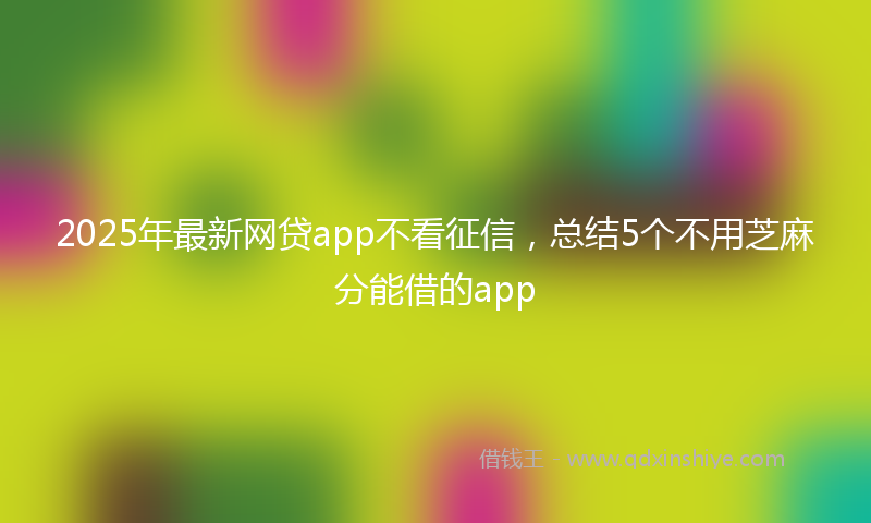 2025年最新网贷app不看征信，总结5个不用芝麻分能借的app