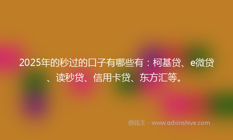 2025年的秒过的口子有哪些有：柯基贷、e微贷、读秒贷、信用卡贷、东方汇等。