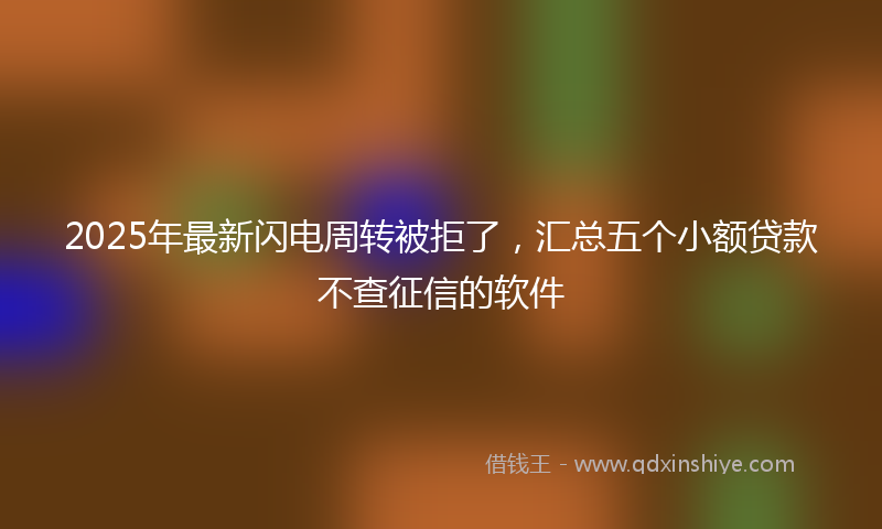 2025年最新闪电周转被拒了，汇总五个小额贷款不查征信的软件