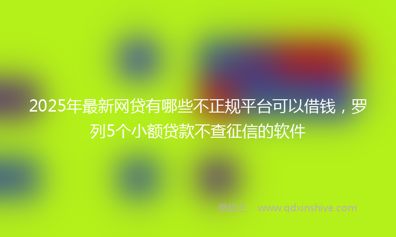 2025年最新网贷有哪些不正规平台可以借钱，罗列5个小额贷款不查征信的软件