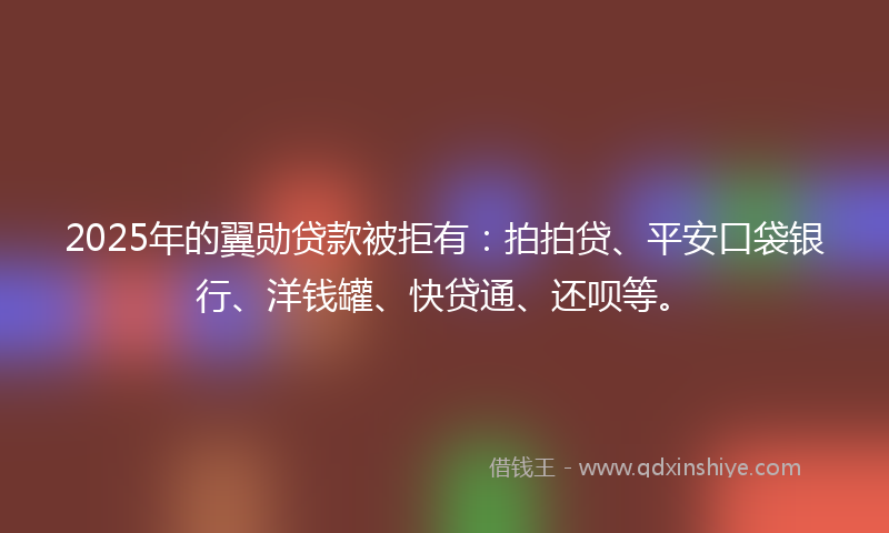 2025年的翼勋贷款被拒有：拍拍贷、平安口袋银行、洋钱罐、快贷通、还呗等。