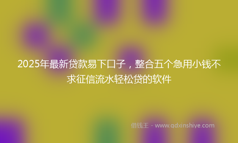 2025年最新贷款易下口子，整合五个急用小钱不求征信流水轻松贷的软件