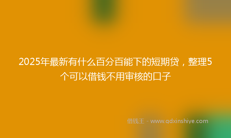 2025年最新有什么百分百能下的短期贷，整理5个可以借钱不用审核的口子
