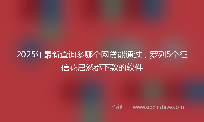 2025年最新查询多哪个网贷能通过，罗列5个征信花居然都下款的软件