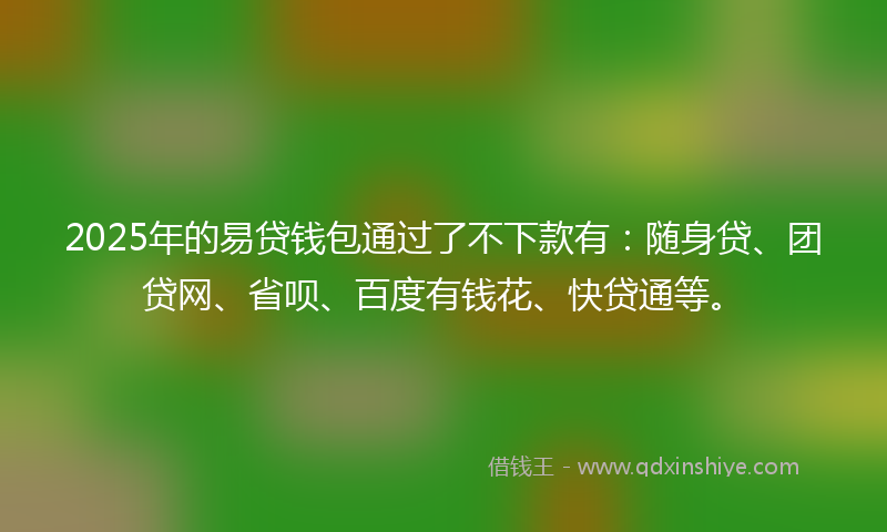 2025年的易贷钱包通过了不下款有：随身贷、团贷网、省呗、百度有钱花、快贷通等。