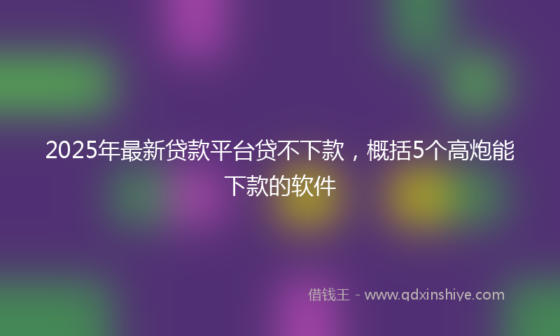2025年最新贷款平台贷不下款，概括5个高炮能下款的软件