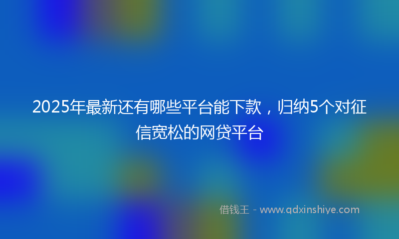 2025年最新还有哪些平台能下款，归纳5个对征信宽松的网贷平台