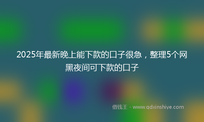 2025年最新晚上能下款的口子很急，整理5个网黑夜间可下款的口子