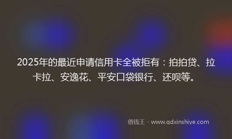 2025年的最近申请信用卡全被拒有：拍拍贷、拉卡拉、安逸花、平安口袋银行、还呗等。