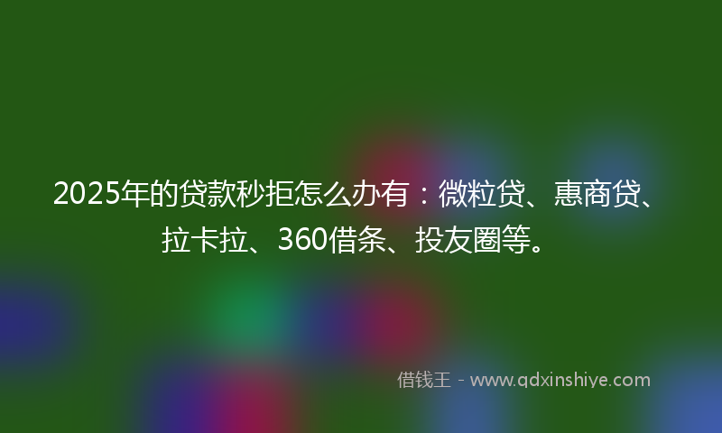 2025年的贷款秒拒怎么办有：微粒贷、惠商贷、拉卡拉、360借条、投友圈等。