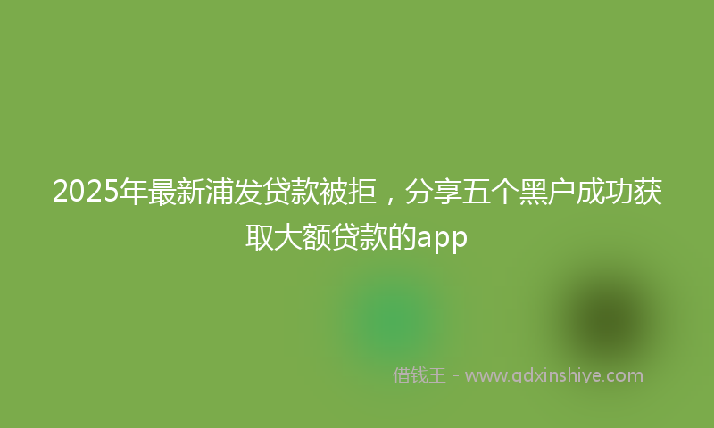 2025年最新浦发贷款被拒，分享五个黑户成功获取大额贷款的app