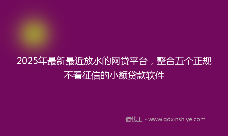 2025年最新最近放水的网贷平台，整合五个正规不看征信的小额贷款软件