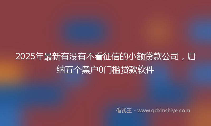2025年最新有没有不看征信的小额贷款公司，归纳五个黑户0门槛贷款软件