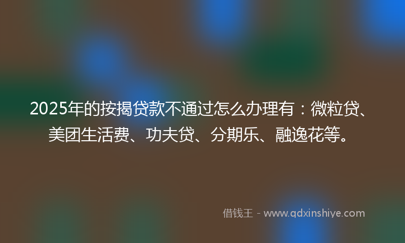 2025年的按揭贷款不通过怎么办理有：微粒贷、美团生活费、功夫贷、分期乐、融逸花等。