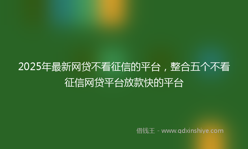 2025年最新网贷不看征信的平台，整合五个不看征信网贷平台放款快的平台
