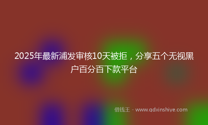 2025年最新浦发审核10天被拒，分享五个无视黑户百分百下款平台