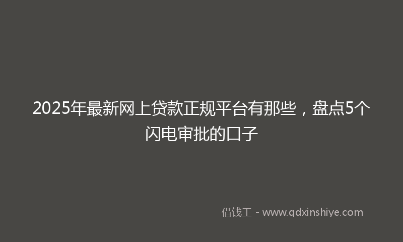 2025年最新网上贷款正规平台有那些，盘点5个闪电审批的口子