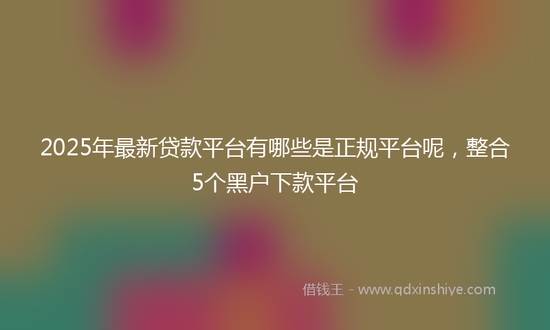2025年最新贷款平台有哪些是正规平台呢，整合5个黑户下款平台