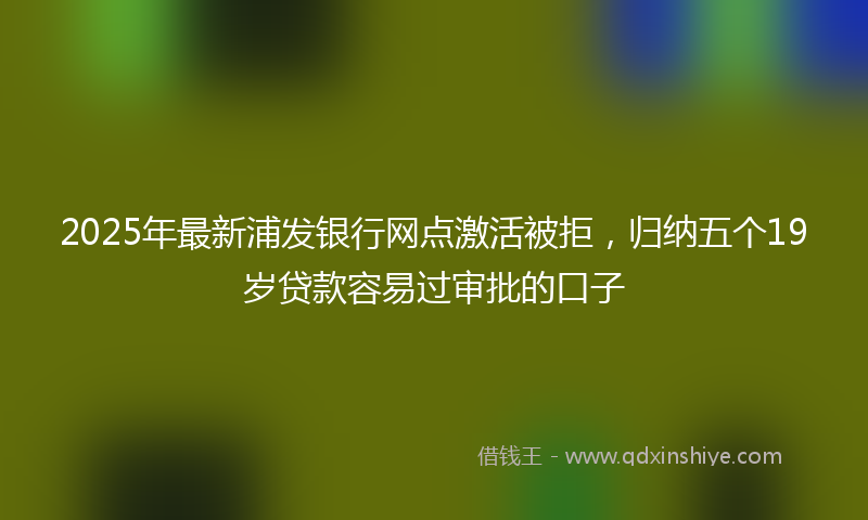 2025年最新浦发银行网点激活被拒，归纳五个19岁贷款容易过审批的口子