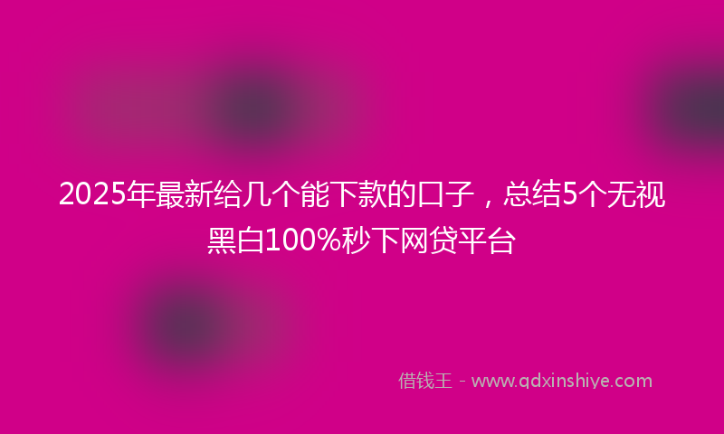 2025年最新给几个能下款的口子，总结5个无视黑白100%秒下网贷平台