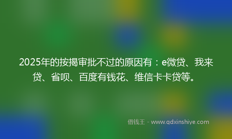2025年的按揭审批不过的原因有：e微贷、我来贷、省呗、百度有钱花、维信卡卡贷等。