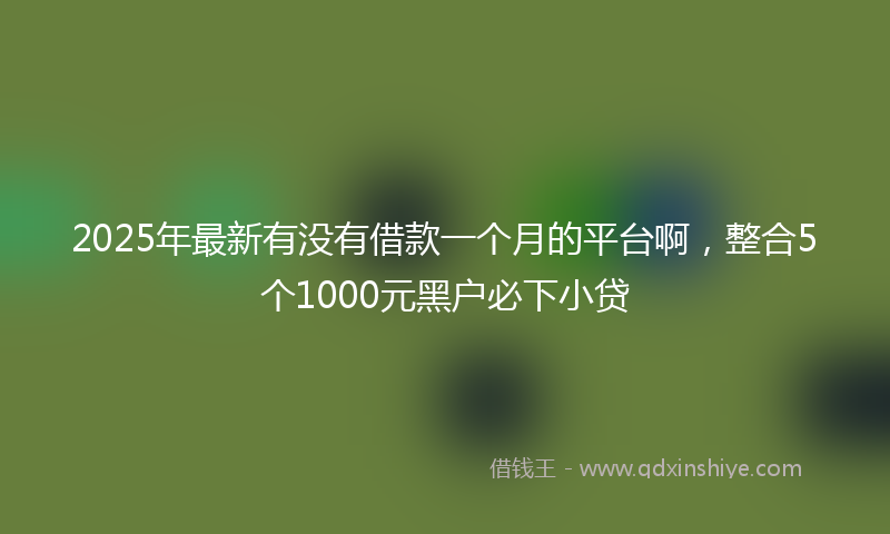 2025年最新有没有借款一个月的平台啊，整合5个1000元黑户必下小贷