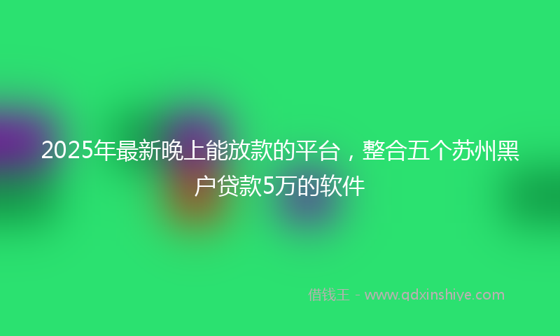 2025年最新晚上能放款的平台，整合五个苏州黑户贷款5万的软件