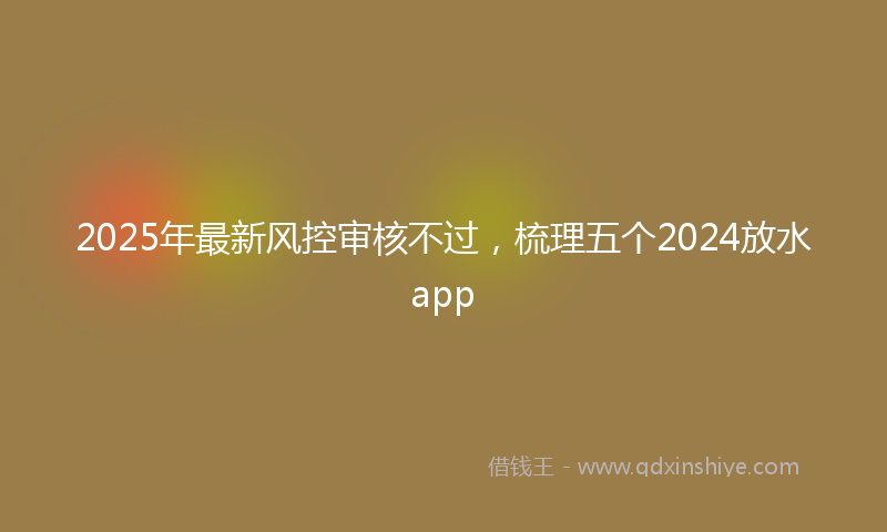 2025年最新风控审核不过，梳理五个2024放水app