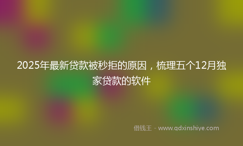 2025年最新贷款被秒拒的原因，梳理五个12月独家贷款的软件