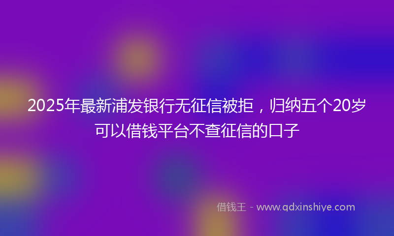 2025年最新浦发银行无征信被拒，归纳五个20岁可以借钱平台不查征信的口子