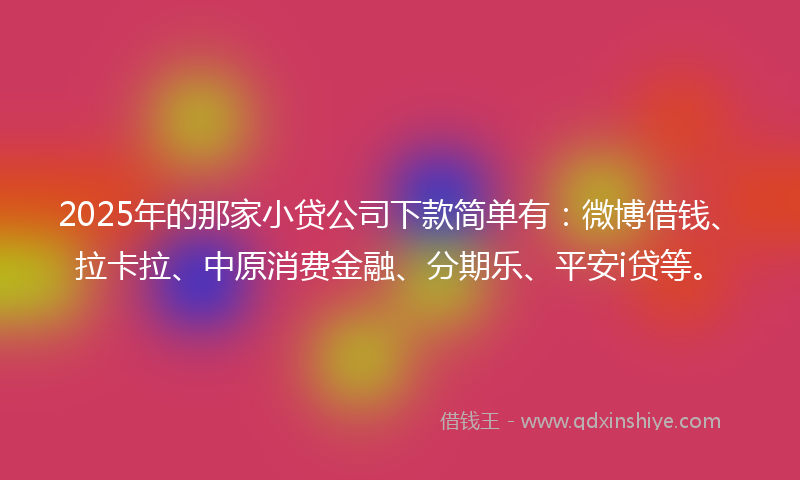 2025年的那家小贷公司下款简单有：微博借钱、拉卡拉、中原消费金融、分期乐、平安i贷等。