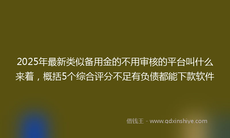 2025年最新类似备用金的不用审核的平台叫什么来着，概括5个综合评分不足有负债都能下款软件