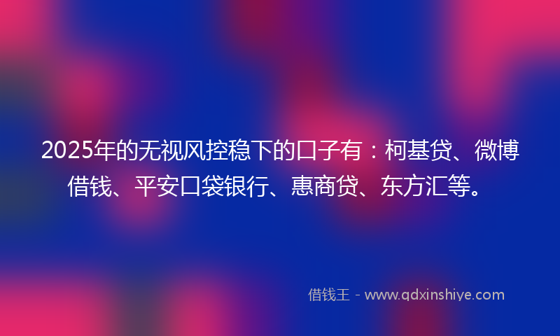 2025年的无视风控稳下的口子有：柯基贷、微博借钱、平安口袋银行、惠商贷、东方汇等。