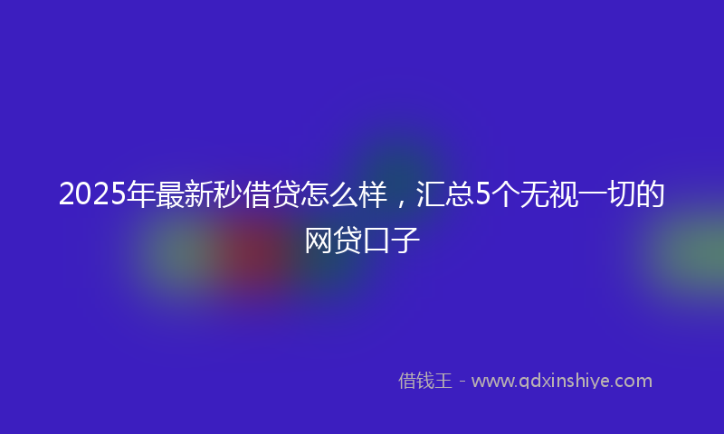 2025年最新秒借贷怎么样，汇总5个无视一切的网贷口子