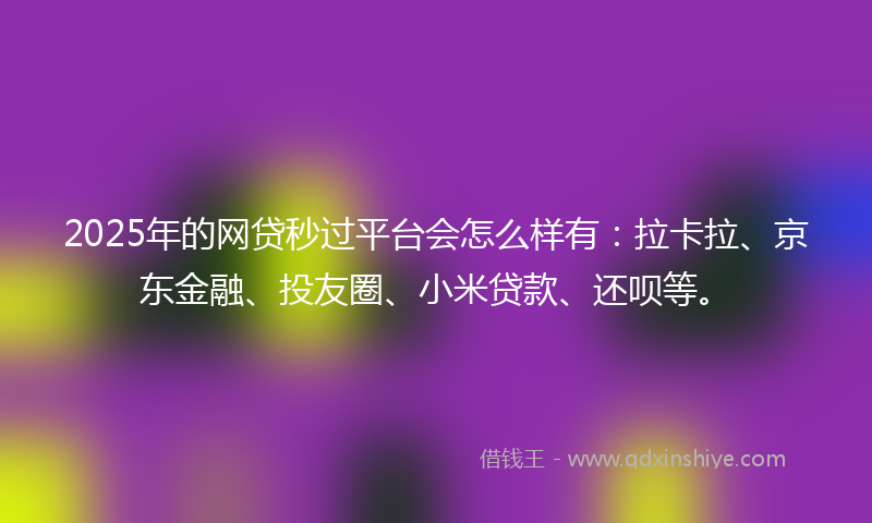 2025年的网贷秒过平台会怎么样有：拉卡拉、京东金融、投友圈、小米贷款、还呗等。