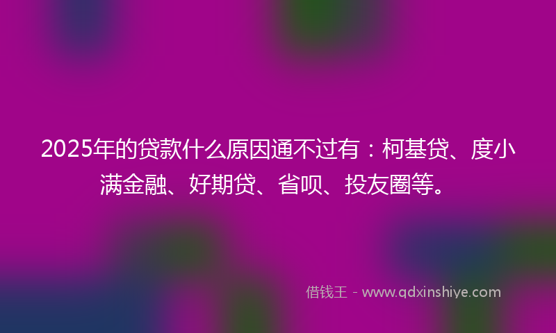2025年的贷款什么原因通不过有：柯基贷、度小满金融、好期贷、省呗、投友圈等。