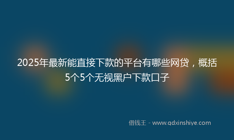 2025年最新能直接下款的平台有哪些网贷，概括5个5个无视黑户下款口子