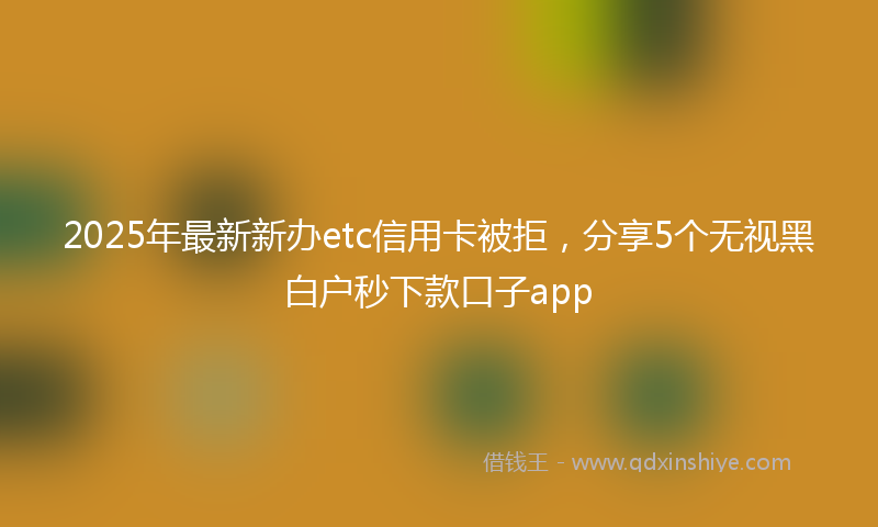 2025年最新新办etc信用卡被拒，分享5个无视黑白户秒下款口子app