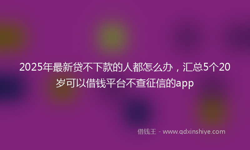 2025年最新贷不下款的人都怎么办，汇总5个20岁可以借钱平台不查征信的app