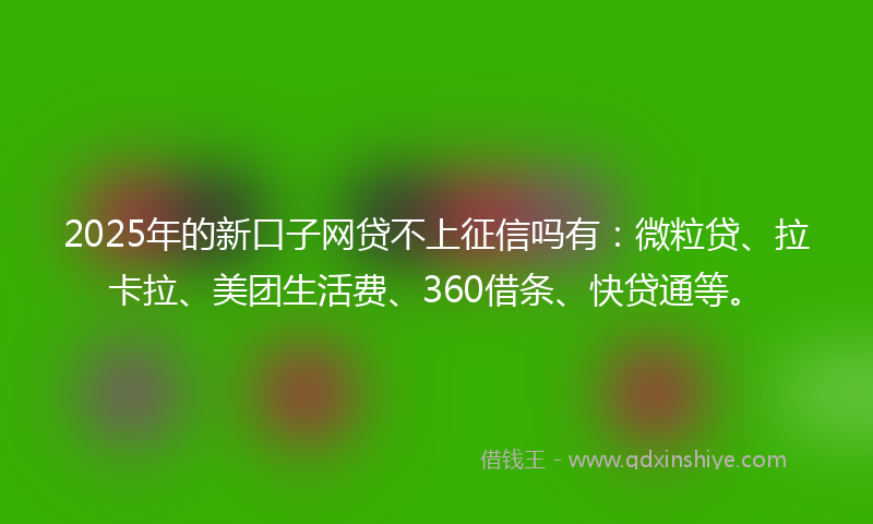 2025年的新口子网贷不上征信吗有：微粒贷、拉卡拉、美团生活费、360借条、快贷通等。