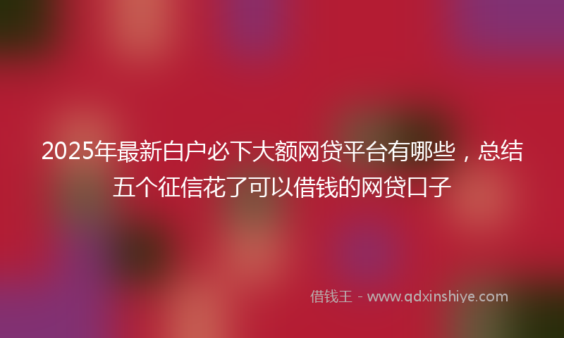 2025年最新白户必下大额网贷平台有哪些，总结五个征信花了可以借钱的网贷口子