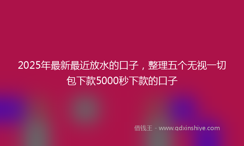 2025年最新最近放水的口子，整理五个无视一切包下款5000秒下款的口子